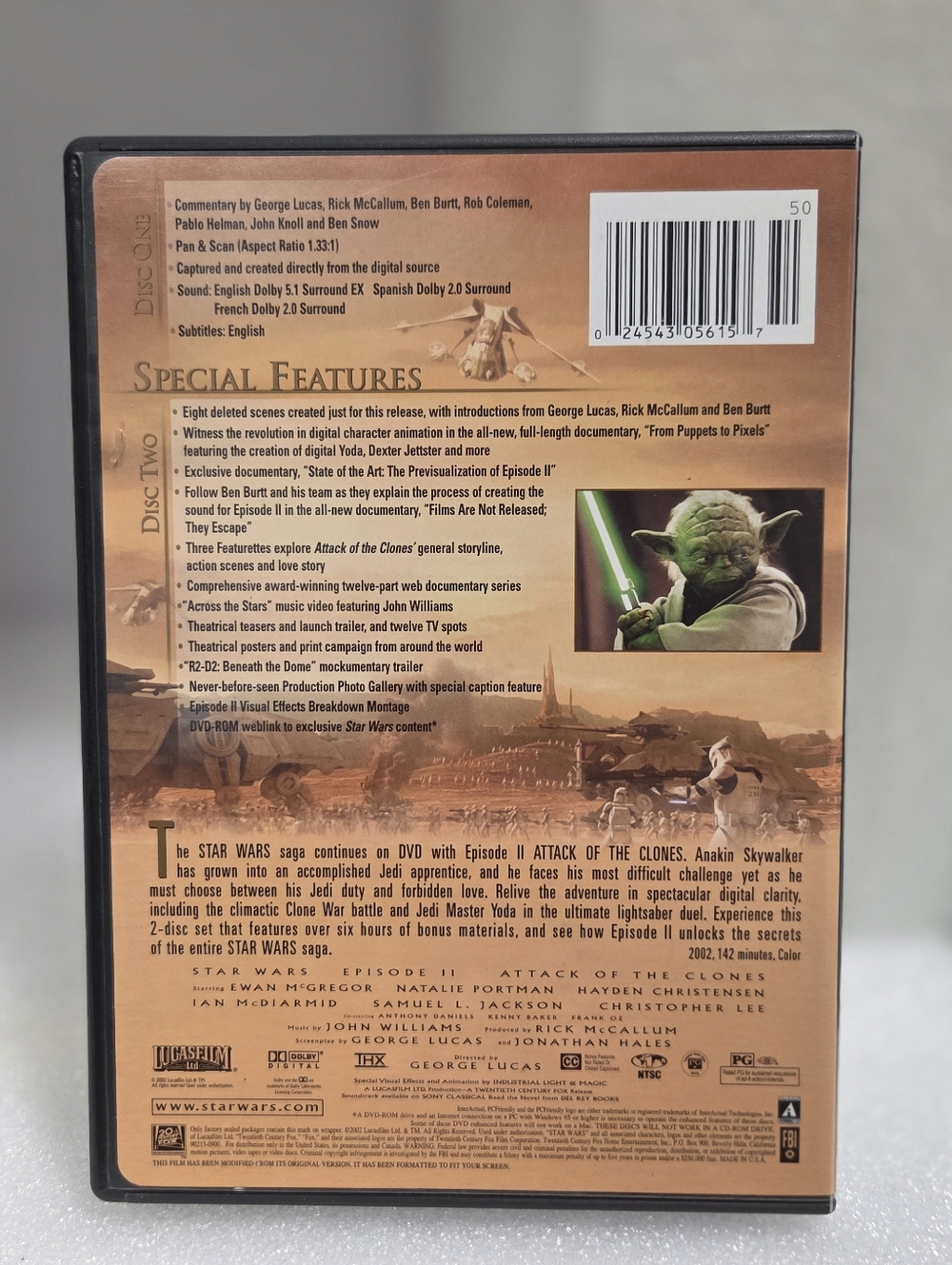 Star Wars 2 : Attack of the Clones DVD - Black/Blue Case - Picture 2 of 5